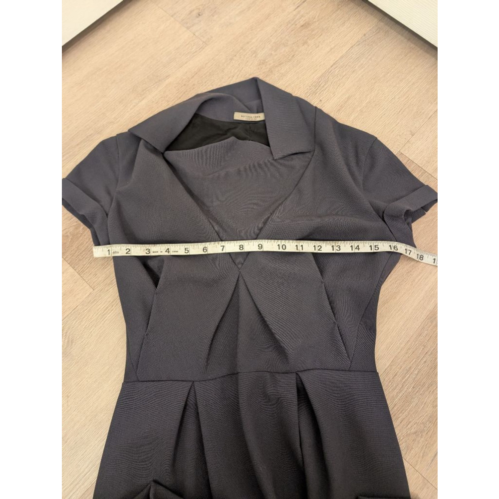 Women's Luxury Bottega Veneta Gray Virgin Wool Short Sleeve Dress Size 4 office - Picture 9 of 10